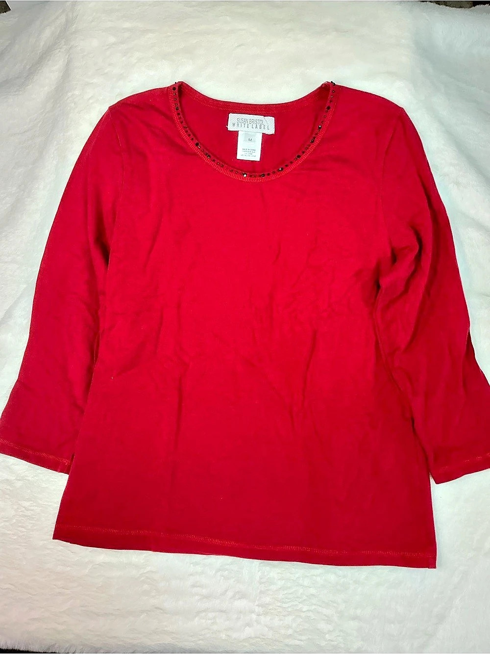 Jones New York Long Sleeve Top in Red Size Medium